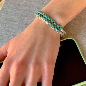 VTG Native American Navajo Regina Martinez Silver Turquoise Cuff Bracelet